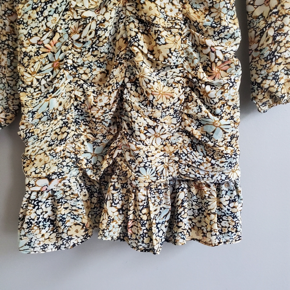 Astr The Label Women's‎ Marcella Long Sleeve Ruched Dress Yellow Floral Size S - Picture 6 of 9
